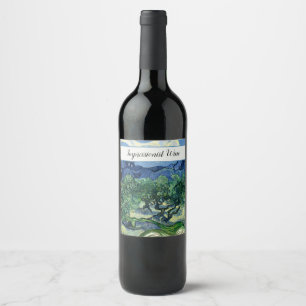 Étiquette Pour Bouteilles De Vin Vincent Van Gogh Oliviers Paysage Montagneux