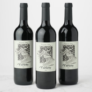 Étiquette Pour Bouteilles De Vin Vine de raisin Art nouveau vintage Femme par Walt