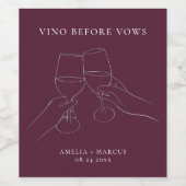 Étiquette Pour Bouteilles De Vin Vino Avant Vows Chic Vine Fête des mariées (Étiquettes simples)