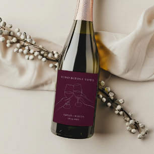 Étiquette Pour Bouteilles De Vin Vino Before Vows Chic Fête de Mariage au Vin