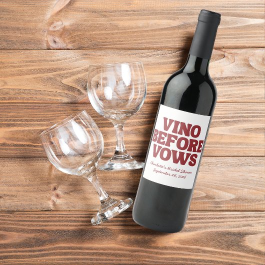 Étiquette Pour Bouteilles De Vin Vino Before Vows Réception de Mariage de Bourgogne