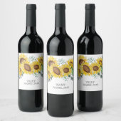 Étiquette Pour Bouteilles De Vin VINS ÉTIQUETTE - tournesol à fleurs de boho (Bouteilles)
