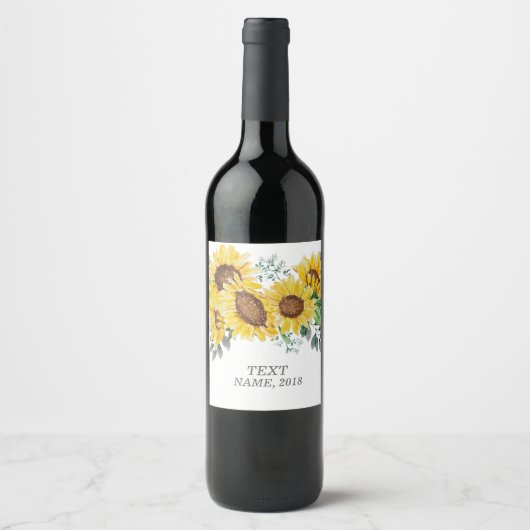 Étiquette Pour Bouteilles De Vin VINS ÉTIQUETTE - tournesol à fleurs de boho (Devant)
