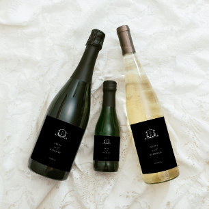 Étiquette Pour Bouteilles De Vin Vins intemporels Monogram Crest Black