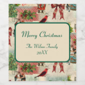 Étiquette Pour Bouteilles De Vin Vintage Christmas Collage (Étiquettes simples)