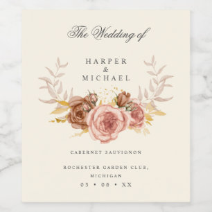 Étiquette Pour Bouteilles De Vin vintage crête florale mariage personnalisé
