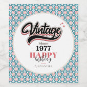Étiquette Pour Bouteilles De Vin Vintage depuis - 1977 (Étiquettes simples)