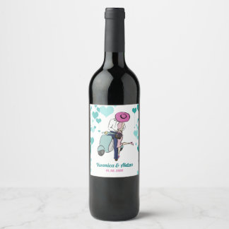 Étiquette Pour Bouteilles De Vin Vintage Mariage Vespa Couple Cadeau