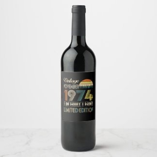 Étiquette Pour Bouteilles De Vin Vintage novembre 1974 Ce que je veux Edition Limit