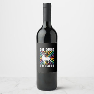 Étiquette Pour Bouteilles De Vin Vintage Oh Deer Je Suis Queer Fierté LGBT Gay Lesb