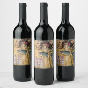 Étiquette Pour Bouteilles De Vin Vintage Pisces femme gothique classique