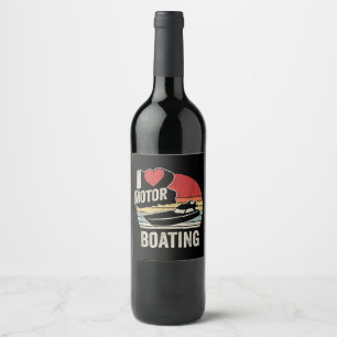 Étiquette Pour Bouteilles De Vin Vintage Rétro J'adore Le Motonautisme Drôle De Bat