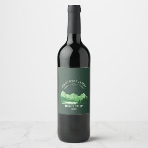 Étiquette Pour Bouteilles De Vin Vintage vert lac de montagne Sunset