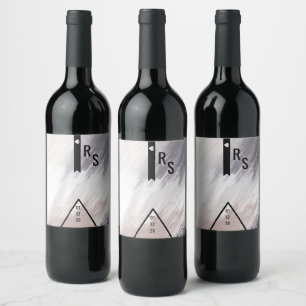 Étiquette Pour Bouteilles De Vin Violet Clair Abstrait Géo Bar de Mariage en Forme