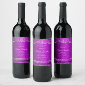 Étiquette Pour Bouteilles De Vin Violet classique avec initiales de Parties scintil (Bouteilles)