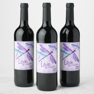 Étiquette Pour Bouteilles De Vin Violet, Étiquette de vin bleu, libellules Whimsica