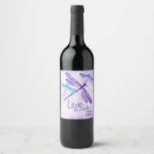 Étiquette Pour Bouteilles De Vin Violet, Étiquette de vin bleu, libellules Whimsica (Devant)