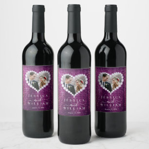 Étiquette Pour Bouteilles De Vin Violet Parties scintillant mousseuse photo de mari