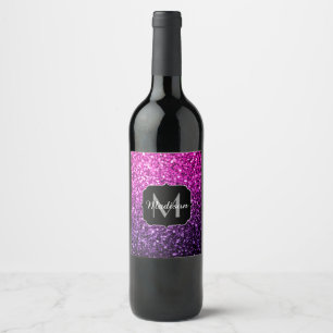 Étiquette Pour Bouteilles De Vin Violet rose ombre faux parties scintillant scintil