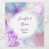 Étiquette Pour Bouteilles De Vin Violet, vert, rose Mariage de couleurs (Étiquettes simples)