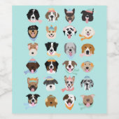 Étiquette Pour Bouteilles De Vin Visages de chiens d'hiver (Étiquettes simples)