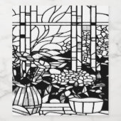 Étiquette Pour Bouteilles De Vin Vitrail de jardin (Étiquettes simples)