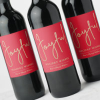 Vœux de Fêtes JOYEUX Or Faux Feuille Rouge
