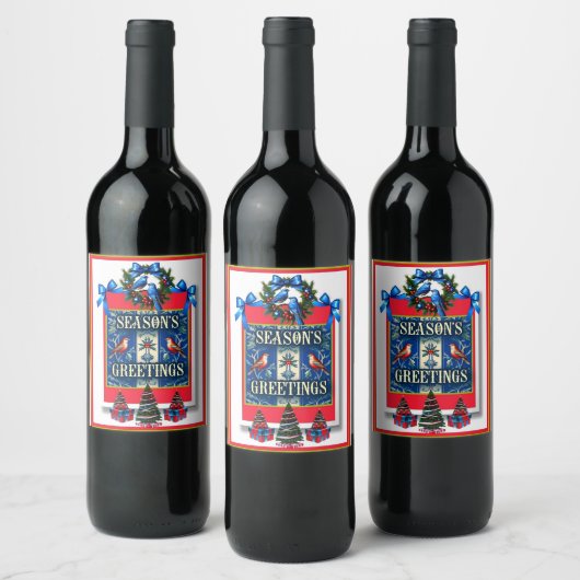 ÉTIQUETTE POUR BOUTEILLES DE VIN VOEUX DE LA SAISON (Bouteilles)