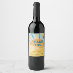 Étiquette Pour Bouteilles De Vin Voici Son Blue Rays Sunshine Baby shower