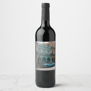 Étiquette Pour Bouteilles De Vin Voiture Américaine Vintage Turquoise La Havane Cub