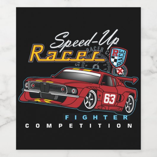 Étiquette Pour Bouteilles De Vin Voiture de course _ Moteur 12 (Étiquettes simples)