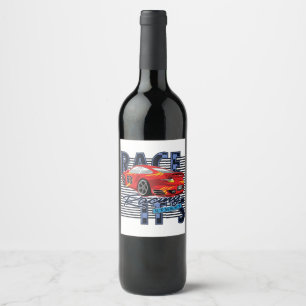 Étiquette Pour Bouteilles De Vin Voiture de course _ Moteur 7