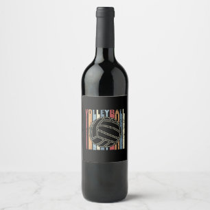 Étiquette Pour Bouteilles De Vin Volley-ball Vintage rétro