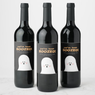 Étiquette Pour Bouteilles De Vin Vous avez été boosté Halloween Ghost Wine Étiquett
