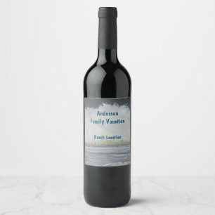 Étiquette Pour Bouteilles De Vin Voyage à la plage Réunion de famille Vacances au b