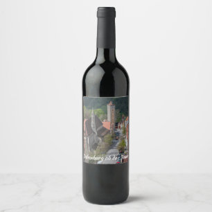 Étiquette Pour Bouteilles De Vin Vue aérienne de la vieille ville de Rothenburg ob 