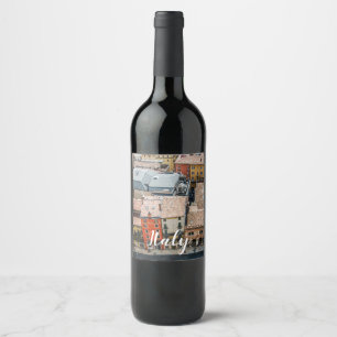 Étiquette Pour Bouteilles De Vin Vue du dessus des façades colorées des bâtiments