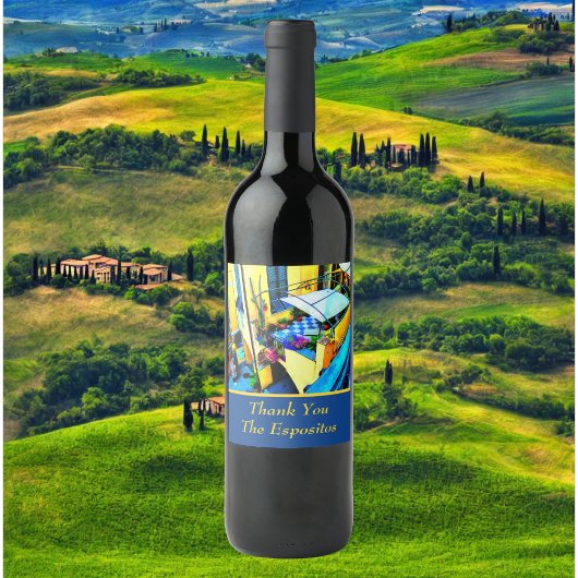 Étiquette Pour Bouteilles De Vin Vue matinale depuis un Merci balcon des Cinque Ter