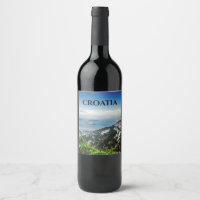 Vue sur la mer de la montagne vin étiquette