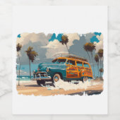 Étiquette Pour Bouteilles De Vin Wagon classique en bois (Étiquettes simples)