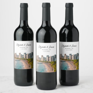 Étiquette Pour Bouteilles De Vin Waikiki mariage Favor Hawaii