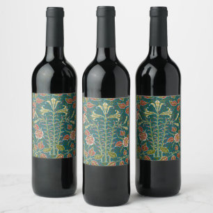 Étiquette Pour Bouteilles De Vin Walter Crane Fleurs de lys et de rose vintage