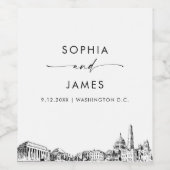 Étiquette Pour Bouteilles De Vin Washington DC Skyline (Étiquettes simples)
