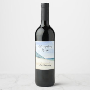 Étiquette Pour Bouteilles De Vin Watercolor Beach Célébration De La Vie Memorial