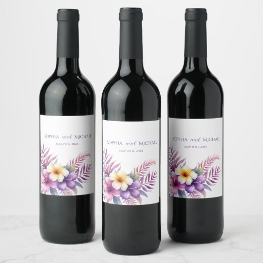 Étiquette Pour Bouteilles De Vin Watercolor Island Romance-Mariage (Bouteilles)