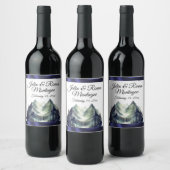 Étiquette Pour Bouteilles De Vin Watercolor Mountain & Ribbon Mariage (Bouteilles)
