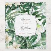 Étiquette Pour Bouteilles De Vin Wedding shower de la Jungle Feuille tropicale (Étiquettes simples)