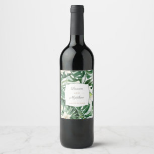 Étiquette Pour Bouteilles De Vin Wedding shower de la Jungle Feuille tropicale