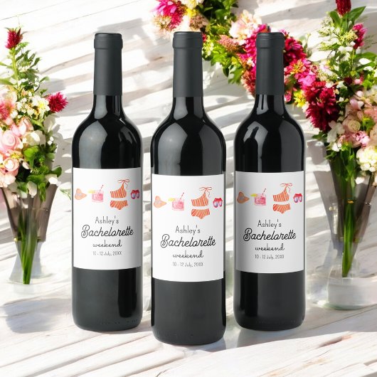 Étiquette Pour Bouteilles De Vin Week-end de bikini de plage de Bachelorette