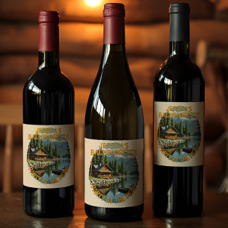 Étiquette Pour Bouteilles De Vin Week-end de célibataire vintage dans un chalet au